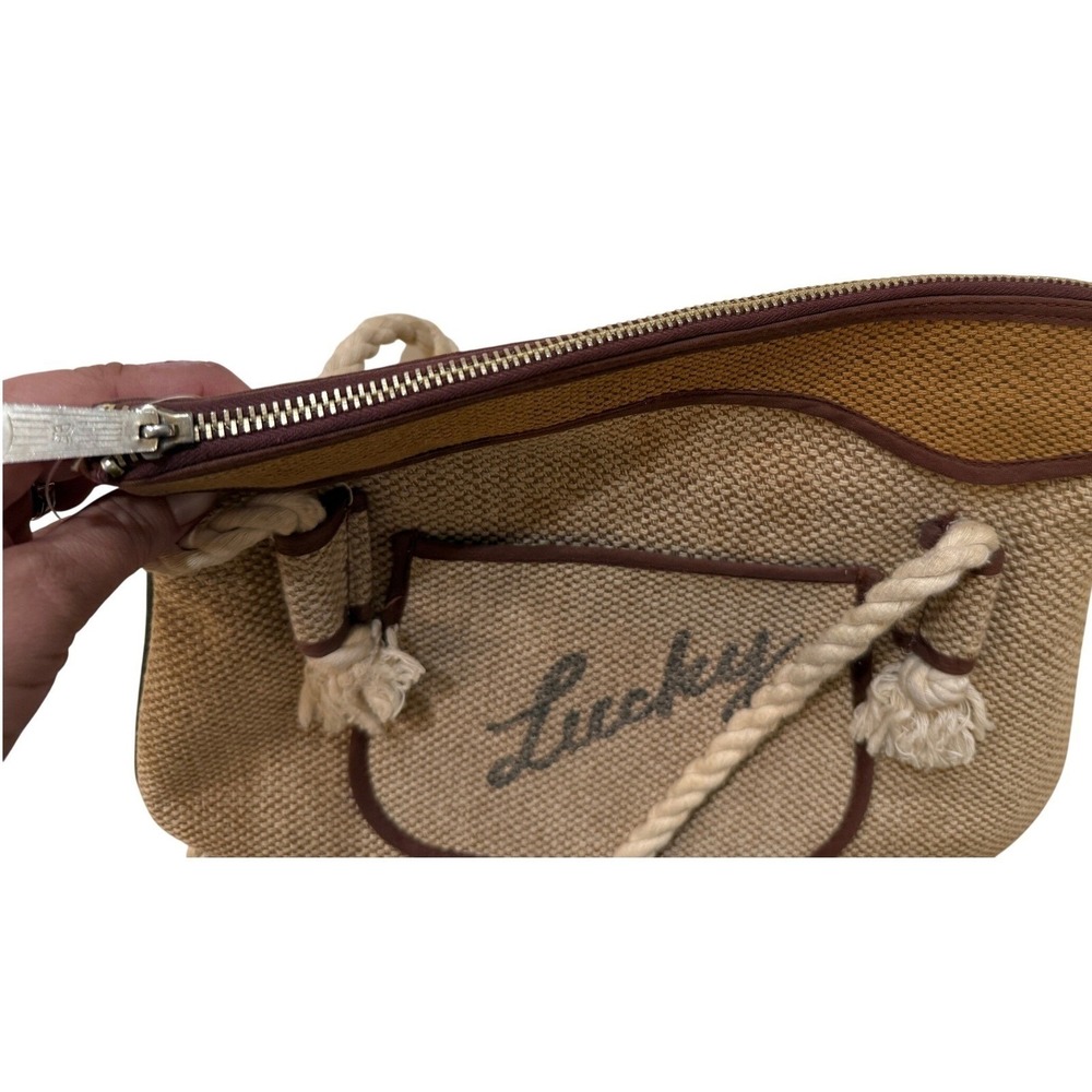 Lucky‎ Brand Tote Bag Canvas Rope Handle Women Boho Purse Coastal Straw Nautical - Picture 4 of 6